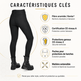 Leggings Moto Femme SKADI™ - Taille Haute | Kevlar® | Protection Niveau 2