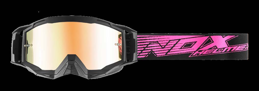 Masque moto cross femme noir mat et rose, homologué CE
