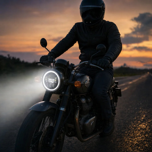 Phare LED moto Royal Enfield en situation
