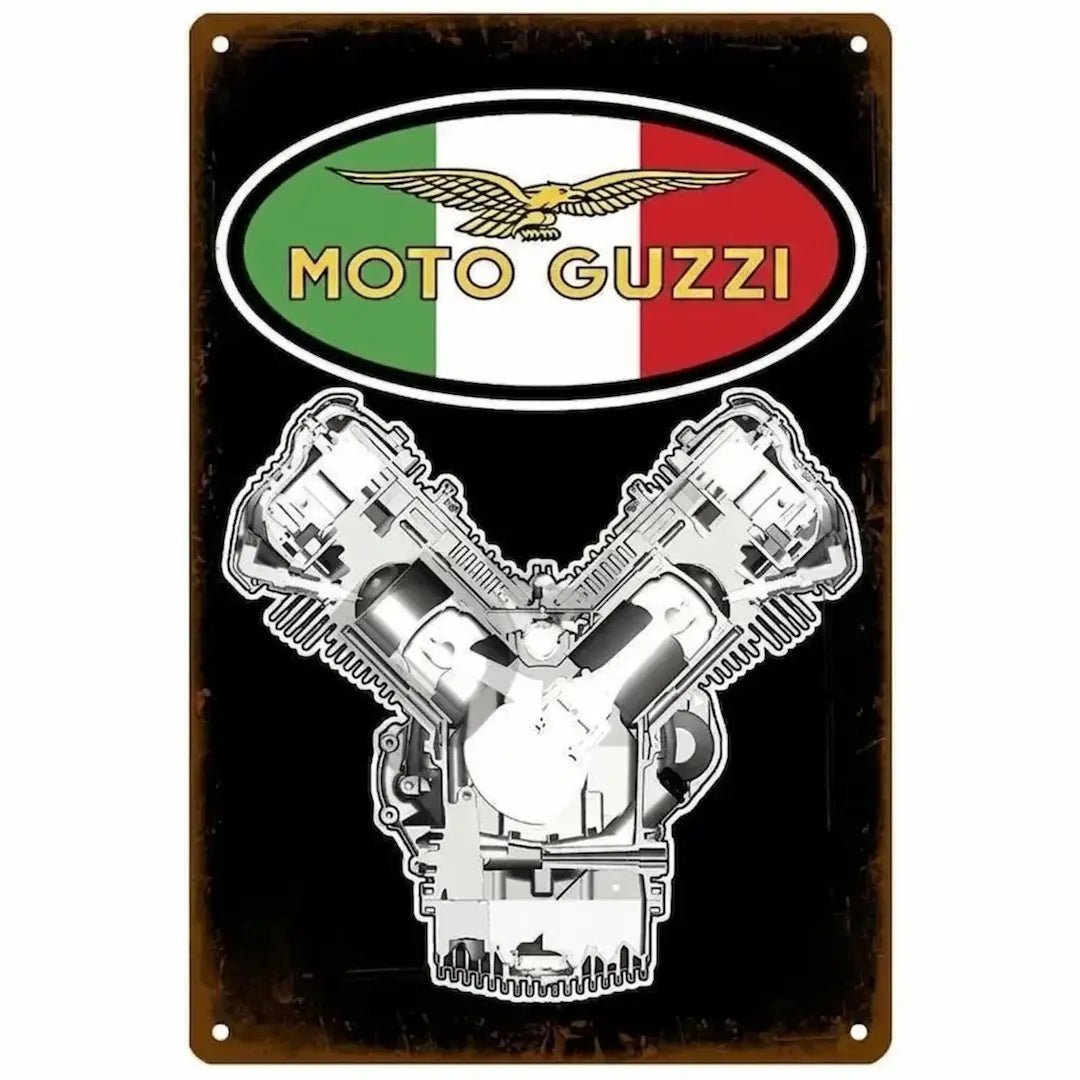 Plaque décorative métallique Moto Guzzi - LE PRATIQUE DU MOTARD
