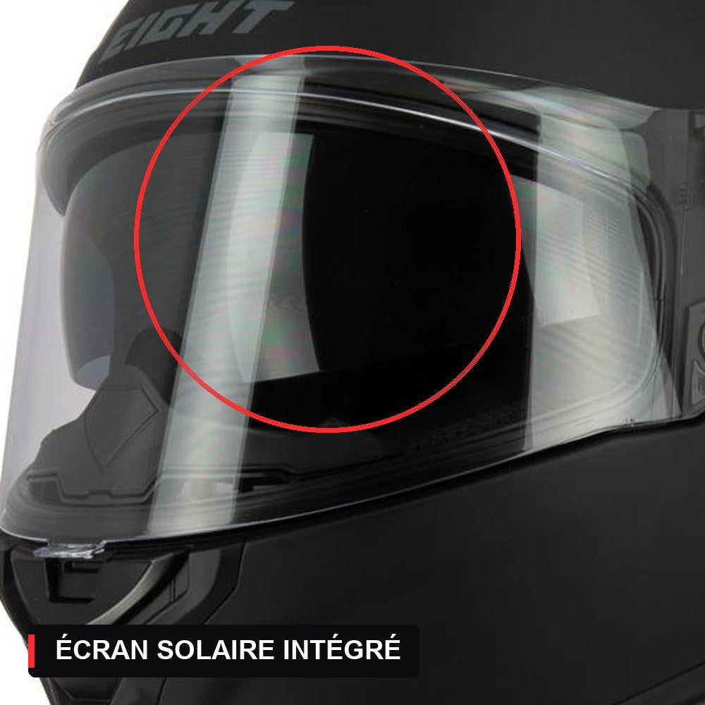 Casque intégral S443 Aero noir mat : écran solaire intégré derrière l'écran principal