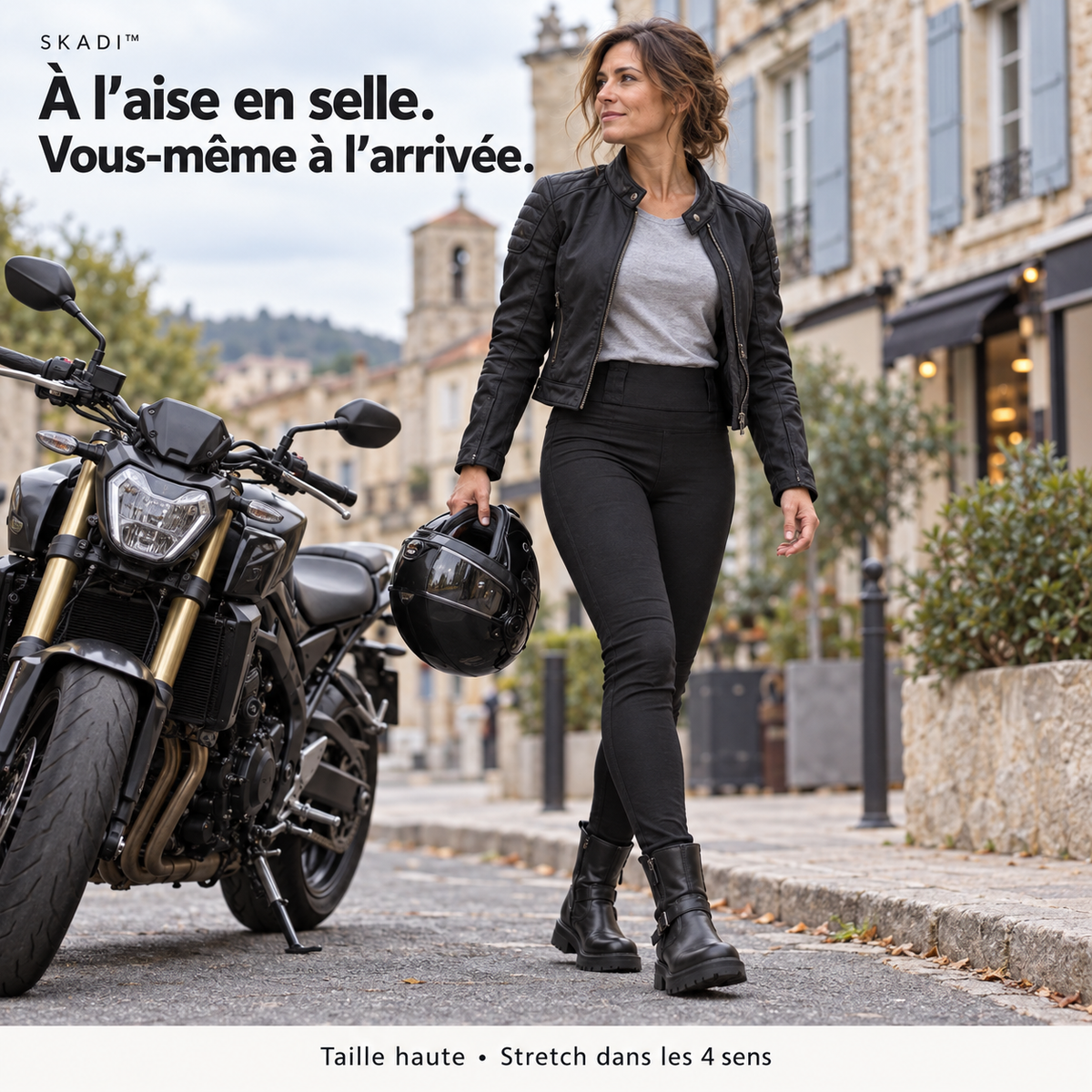 Leggings Moto Femme SKADI™ - Taille Haute | Kevlar® | Protection Niveau 2 — À l’arrivée