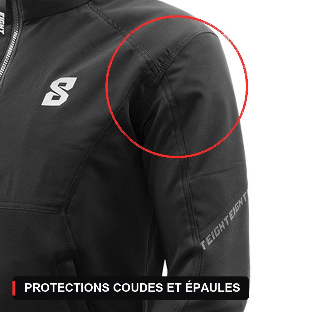 Blouson SQUADRON noir : protections coudes et épaules