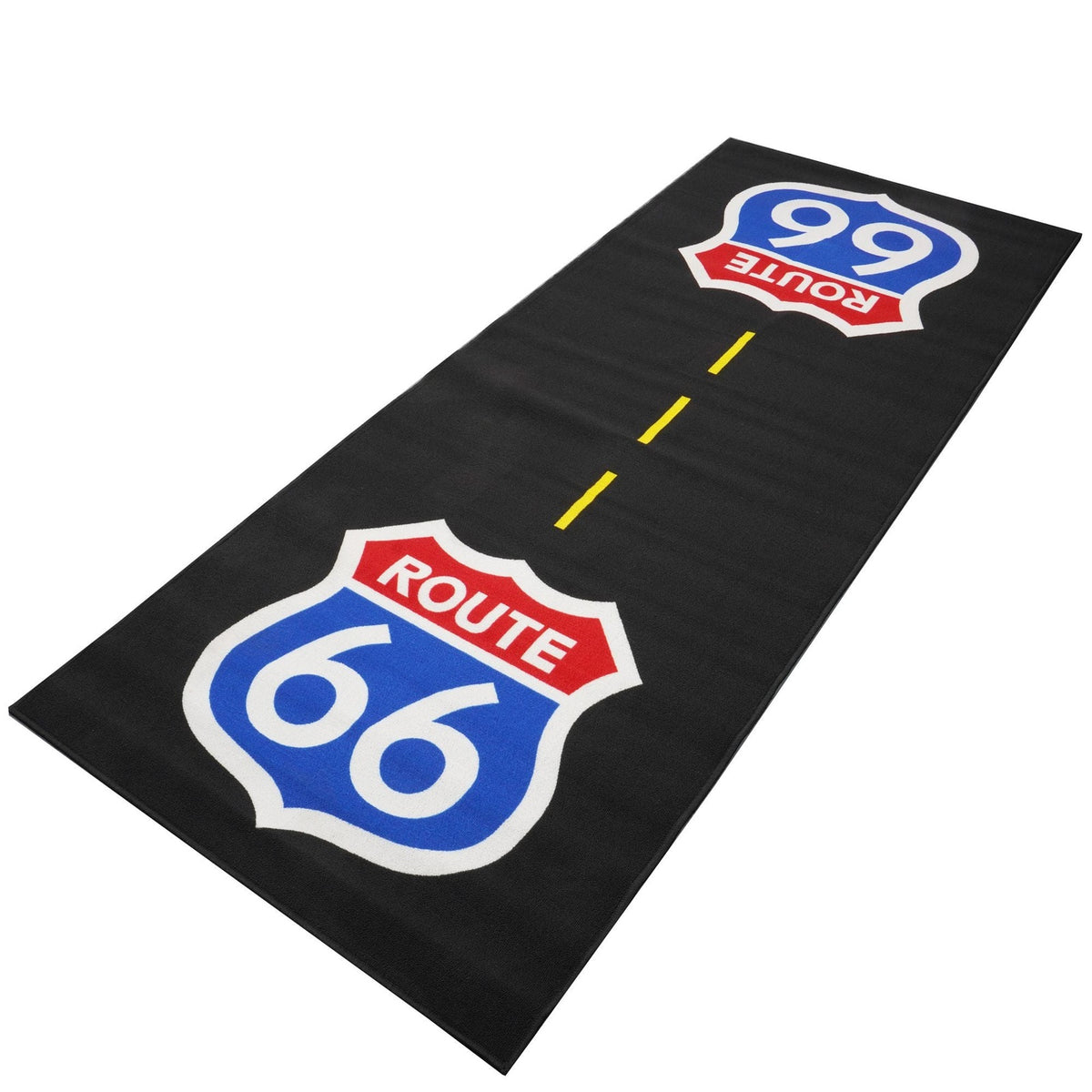Tapis de Garage Moto Route 66 | 250x100cm | Biketek Custom