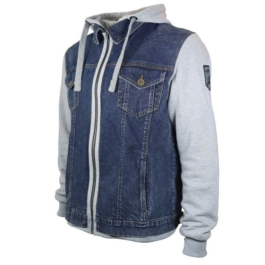 Veste Moto Coton Chiné Homme Harisson West Side II Bleu/gris CE - LE PRATIQUE DU MOTARD