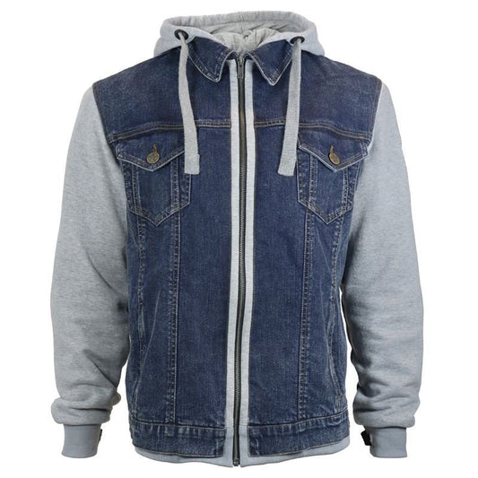 Veste Moto Coton Chiné Homme Harisson West Side II Bleu/gris CE - LE PRATIQUE DU MOTARD