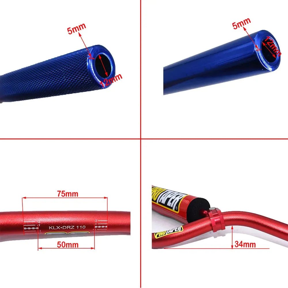 Guidon pro taper - 22mm Rouge - LE PRATIQUE DU MOTARD