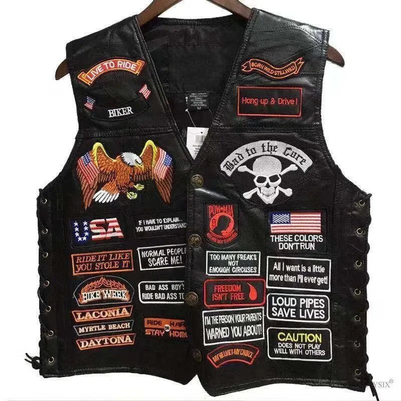 Gilet cuir biker MC - LE PRATIQUE DU MOTARD