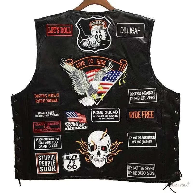 Gilet cuir biker MC - LE PRATIQUE DU MOTARD