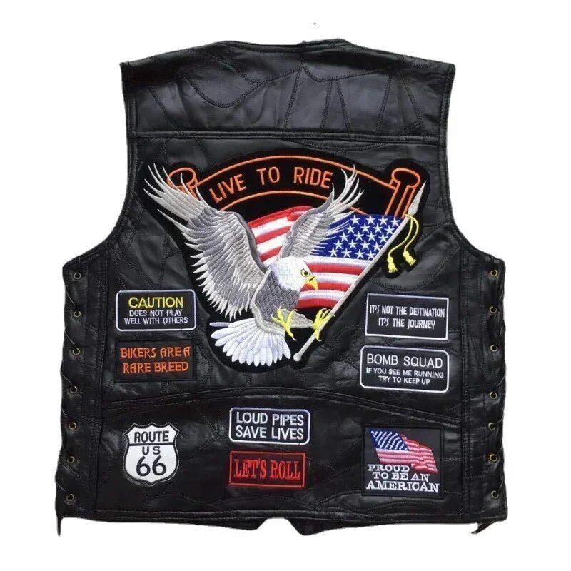 Gilet cuir biker Live to ride - LE PRATIQUE DU MOTARD