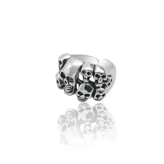 Bague en acier - Têtes de mort gothique - Le Pratique du Motard