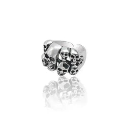 Bague en acier - Têtes de mort gothique - Le Pratique du Motard
