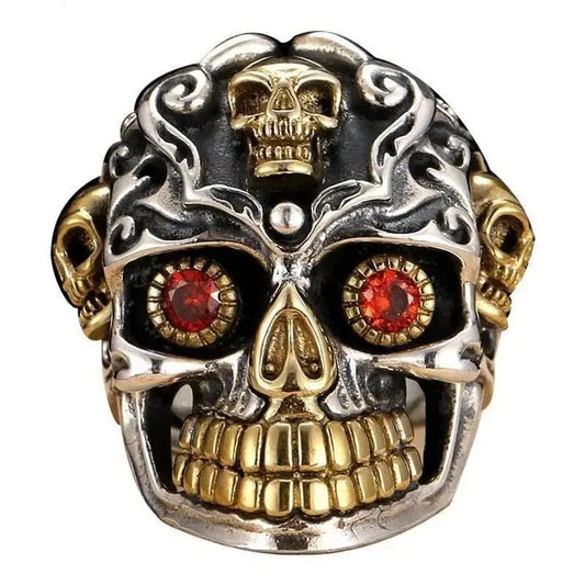 Bague motard tête de mort égyptienne (Argent) - Le Pratique du Motard