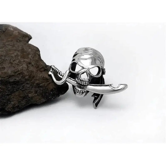 Bague motard - Tête de mort ténébreuse (argent) - Le Pratique du Motard