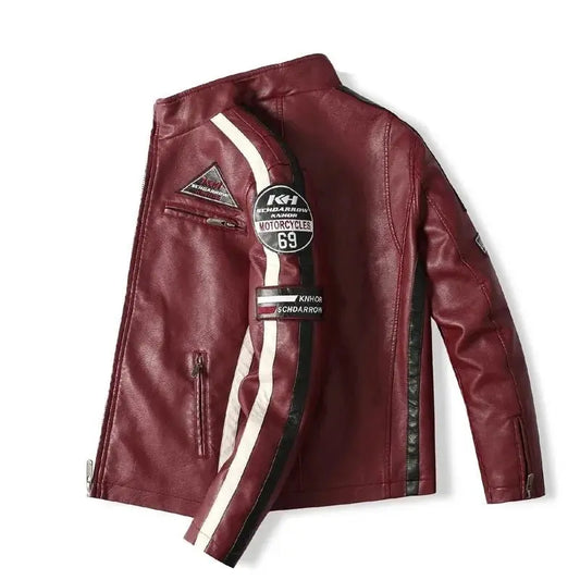 Blouson moto cuir vintage rouge - Speed RACE Le Pratique du Motard