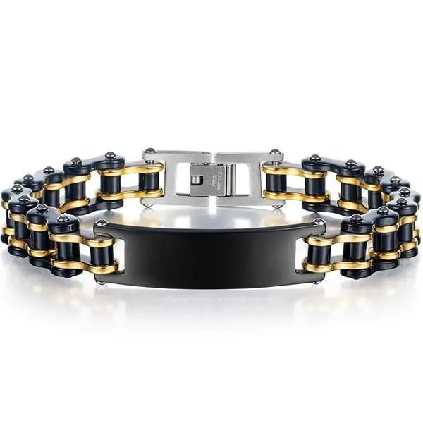 BRACELET CHAINE DE MOTO NOIR ET OR - Le Pratique du Motard