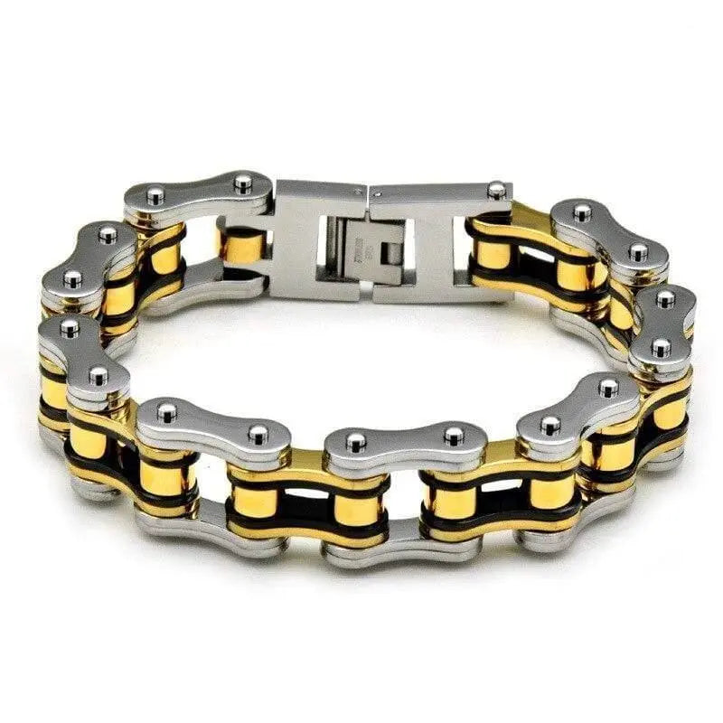 Bracelet chaine de moto - Argent et OR Le Pratique du Motard