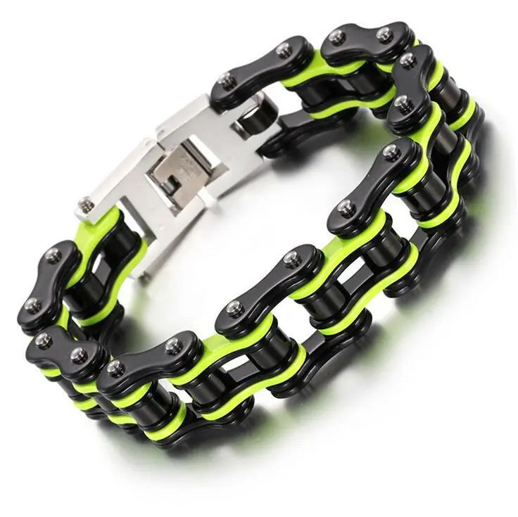 Bracelet en chaine de moto - Noir et vert Le Pratique du Motard