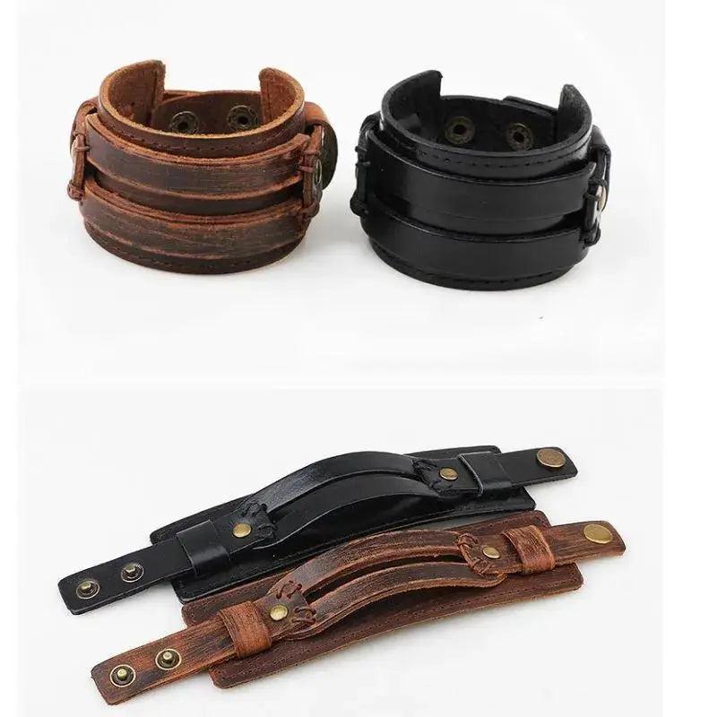 BRACELET MANCHETTE EN CUIR - Le Pratique du Motard