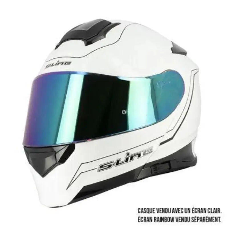 Casque Modulable Double écran Blanc/Noir | SLine550 - Le Pratique du Motard