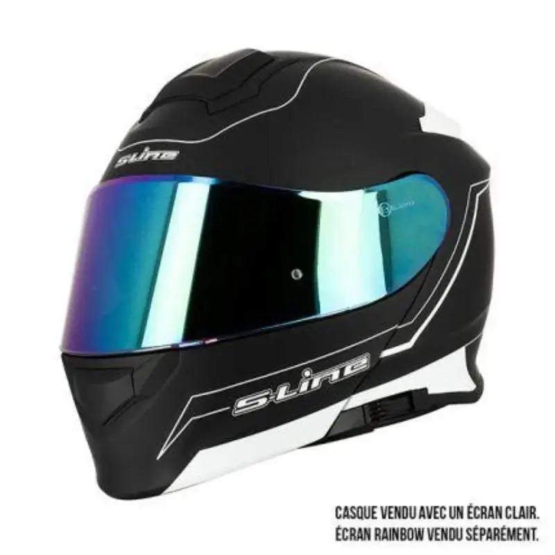 Casque Modulable Double écran Noir et blanc MAT | SLine550 - Le Pratique du Motard