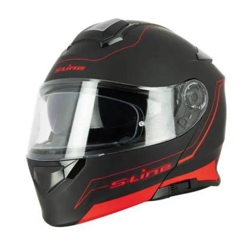 Casque Modulable Double écran Noir et Rouge MAT | SLine550 - Le Pratique du Motard