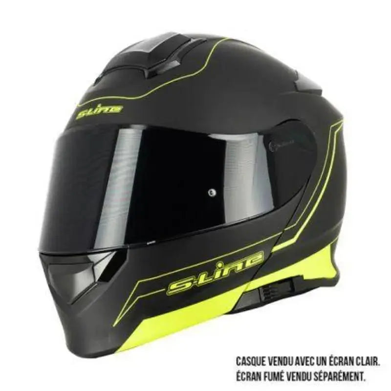 Casque Modulable Double écran Noir / jaune FLUO | SLine550 - Le Pratique du Motard