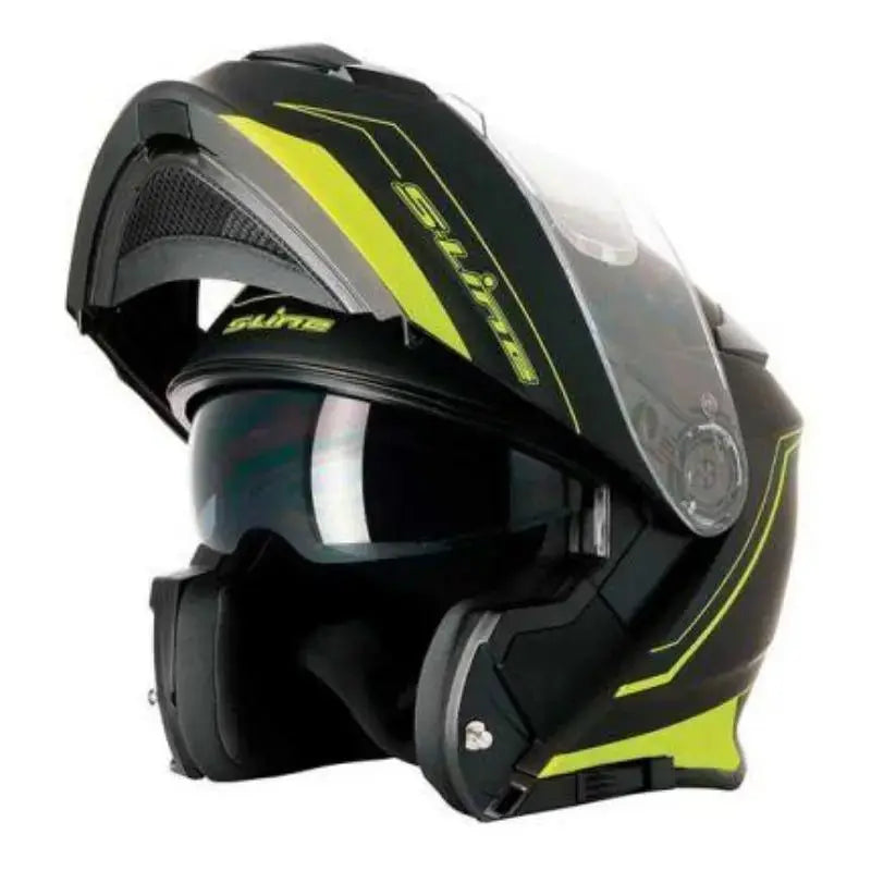 Casque Modulable Double écran Noir / jaune FLUO | SLine550 - Le Pratique du Motard