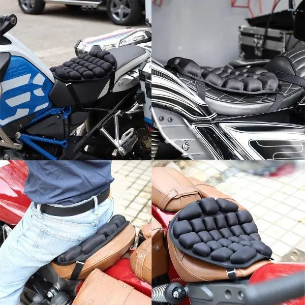 Le coussin de confort moto pour selle TRAVELLER avec son coussin d’air  soulage le dos et les fesses des motards