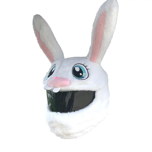 Housse De Casque Moto En Peluche Avec Oreilles De Lapin - Taille Unique élastique - 3 Couleurs Amusantes