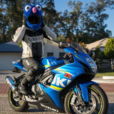 Couvre Casque Moto - Peluche bleu - Le Pratique du Motard