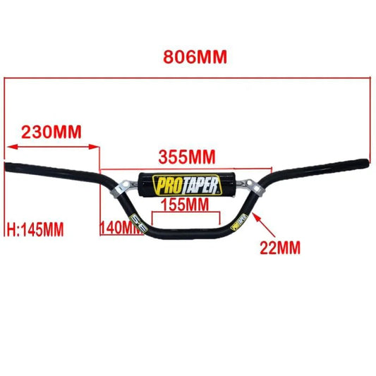 Guidon pro taper - Noir 22mm - LE PRATIQUE DU MOTARD