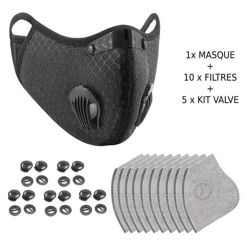 Qiilu demi-masque filtrant Demi-masque anti-poussière de filtre  anti-poussière chaud durable pour le cyclisme en plein air (noir)