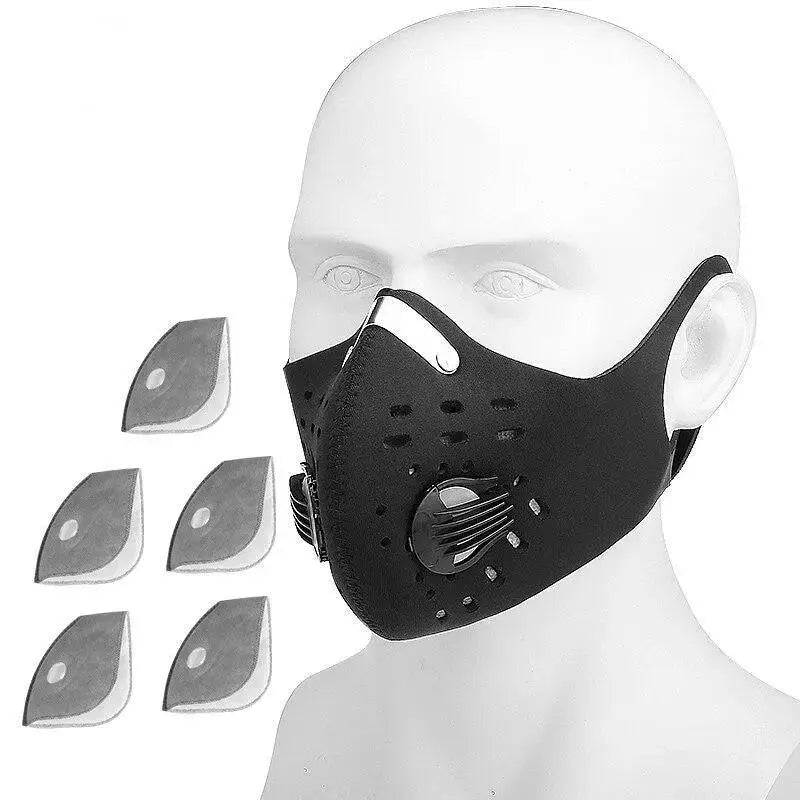 Masque facial sportif avec filtre au charbon actif PM 2.5, anti-pollution,  pour course à pied, entraînement, VTT, cyclisme