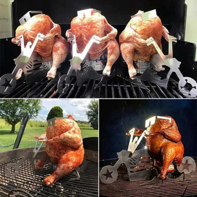 MotoGrill Support à poulet portable BBQ - Le Pratique du Motard