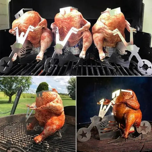 MotoGrill Support à poulet portable BBQ - Le Pratique du Motard
