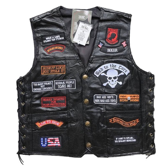 Gilet cuir biker personnalisé - LE PRATIQUE DU MOTARD