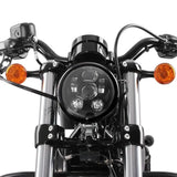 Phare avant LED motos, 5.75 pouces + support - Set Compatible Harley Davidson Dyna Sportster Softail Le Pratique du Motard