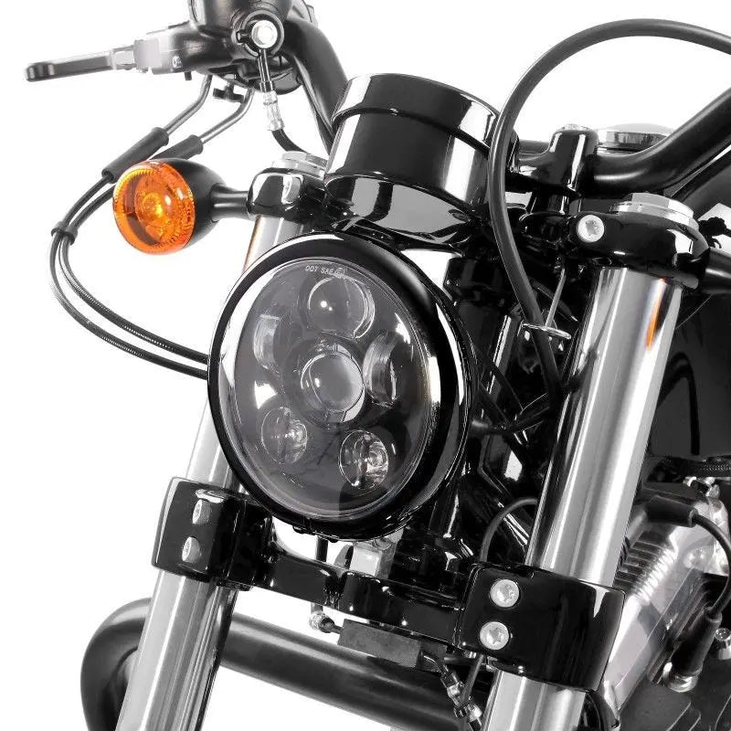 Phare avant LED motos, 5.75 pouces + support - Set Compatible Harley Davidson Dyna Sportster Softail Le Pratique du Motard