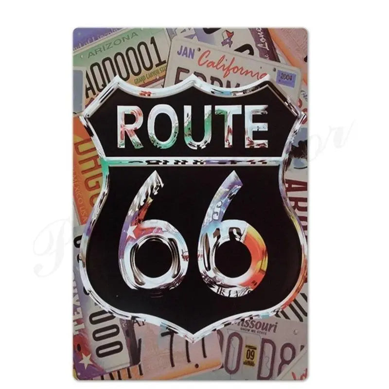 Plaque américaine décorative Route 66 Le Pratique du Motard