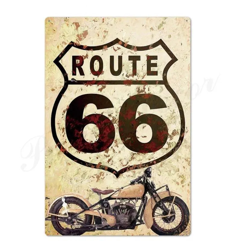 Plaque américaine décorative Route 66 Le Pratique du Motard