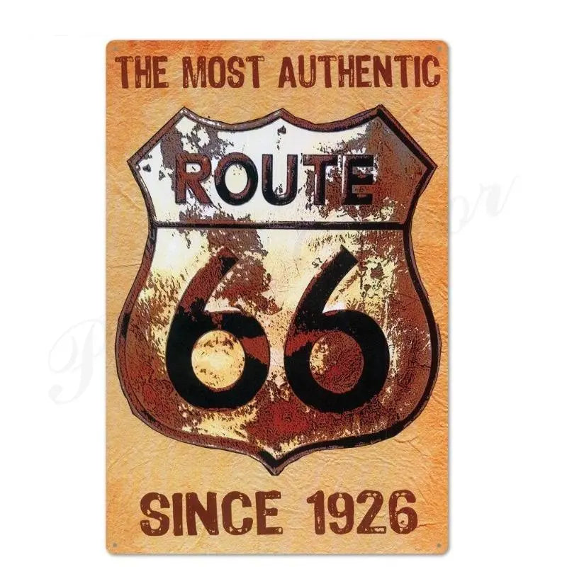 Plaque américaine décorative Route 66 Le Pratique du Motard