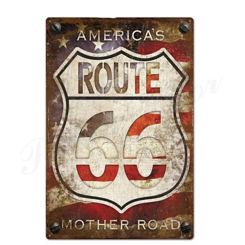 Plaque américaine décorative Route 66 Le Pratique du Motard