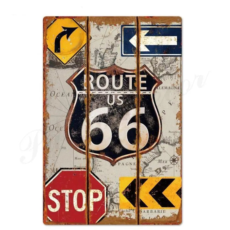 Plaque américaine décorative Route 66 Le Pratique du Motard