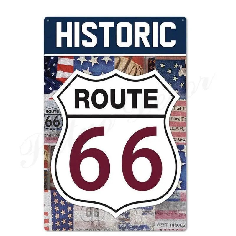 Plaque américaine décorative Route 66 Le Pratique du Motard