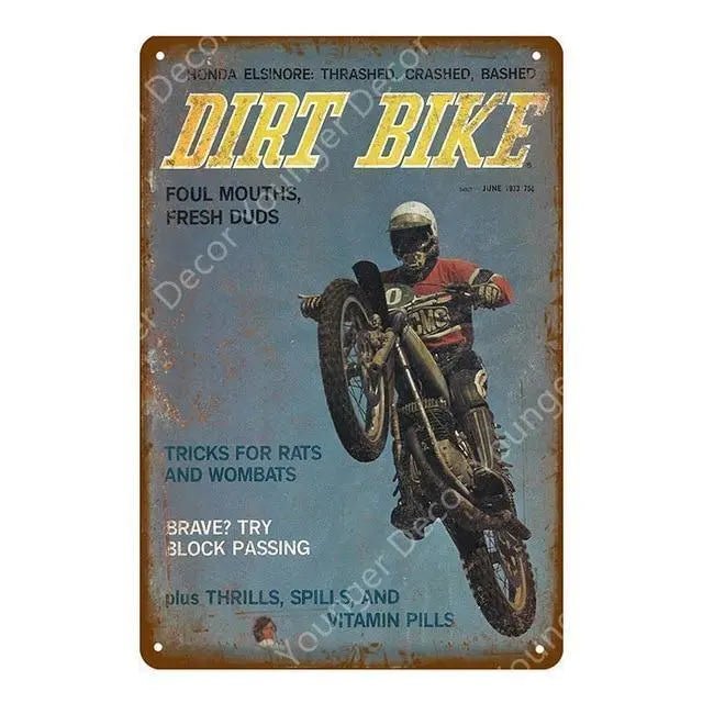 Plaque métallique "Vieille moto"