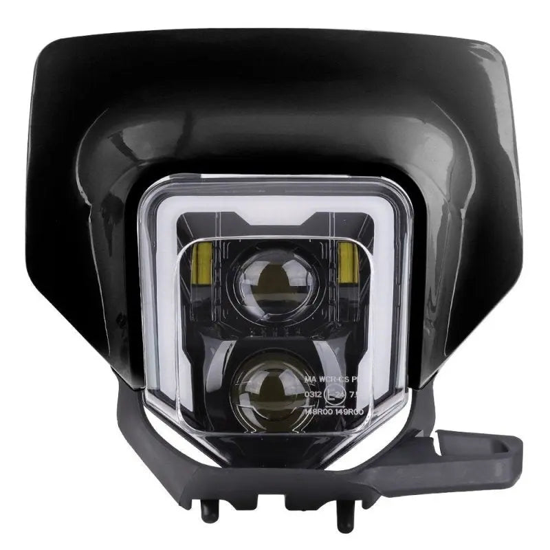 Projecteur LED moto + plaque Enduro Offroad  noir Le Pratique du Motard