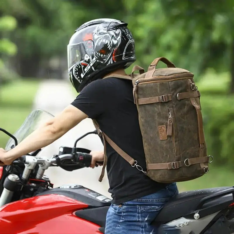 Sac De Fourche Moto En Cuir PU Vintage - Sacoche Guidon Grande Capacité Imperméable