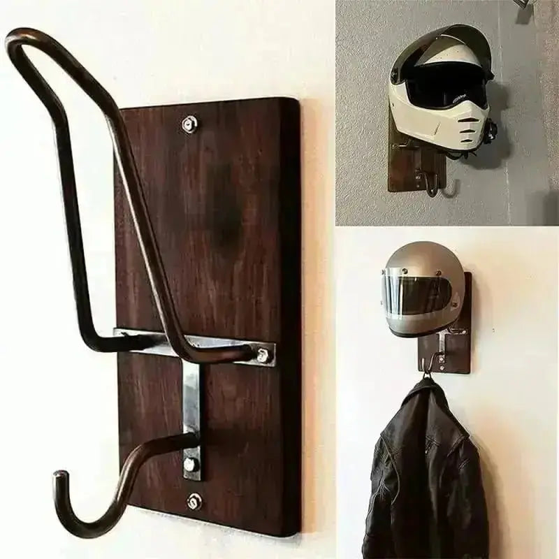 Porte casque moto Support mural bois compatible avec moto custom