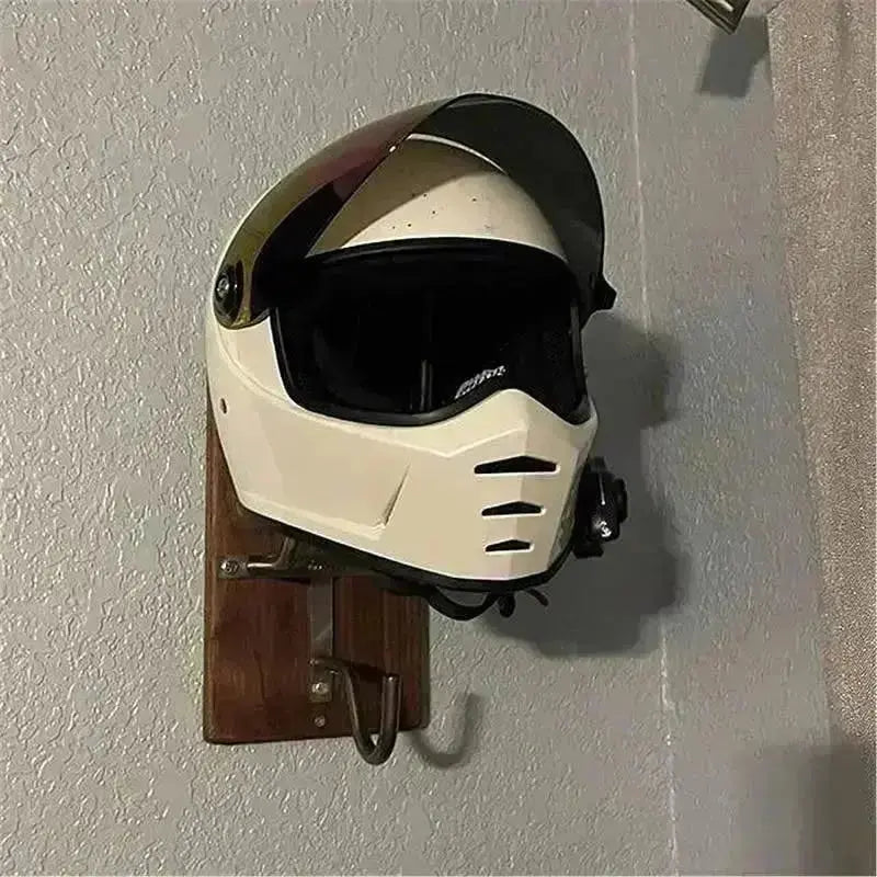 Porte casque moto Support mural bois compatible avec moto custom